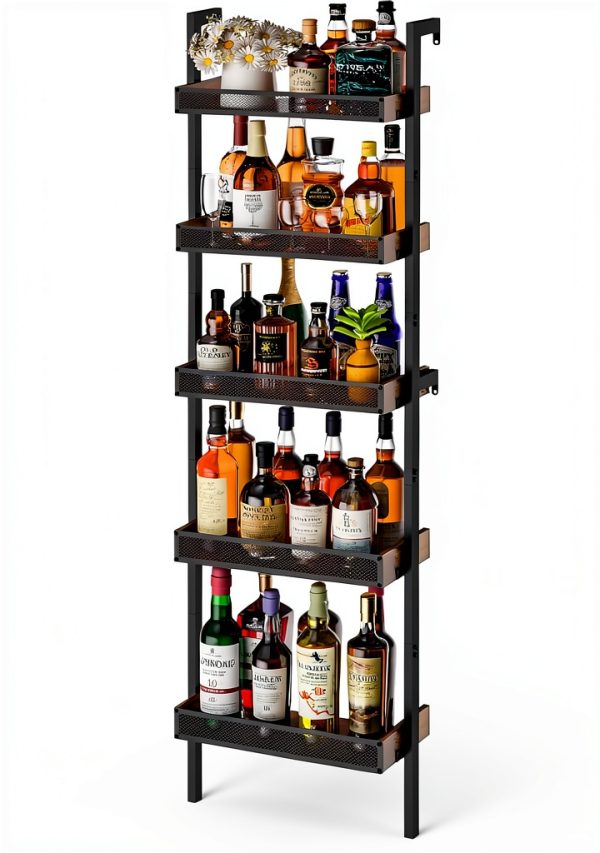 Tall Wine Rack Hencawima Black Matte Freestanding-8