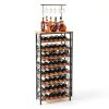 Sonyabecca Wine Rack Freestanding Iron Wood Farmhouse Style-0