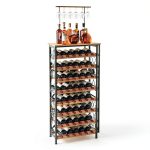 Sonyabecca Wine Rack Freestanding Iron Wood Farmhouse Style-0