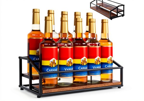 Kimilus Metal Coffee Syrup Rack Modern Kitchen Organizer-0