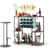 JKsmart Rustic Brown Wine Bar Cabinet LED Lights Storage-4