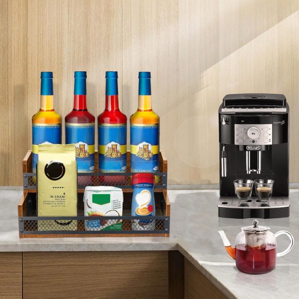 Wooden Coffee Syrup Rack Alyoen 2‑Tier Stand-2