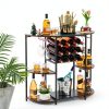 JKsmart Rustic Brown Wine Bar Cabinet LED Lights Storage-8