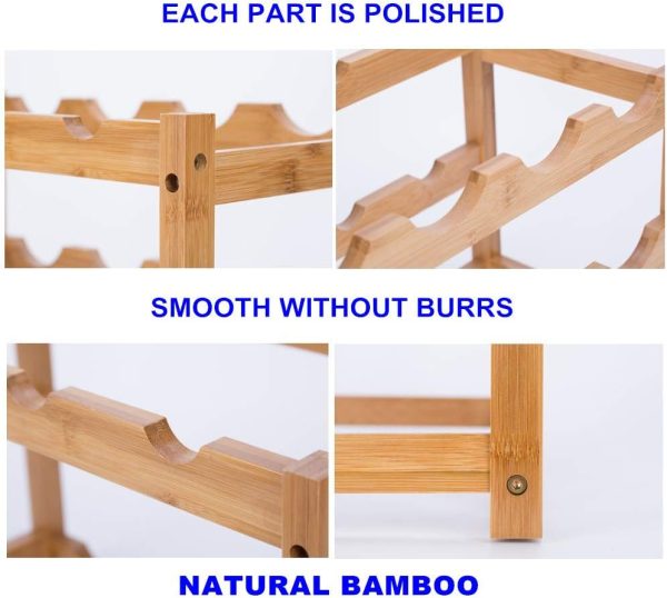 FOSTERSOURCE Bamboo Wine Rack Modern Design Countertop-3