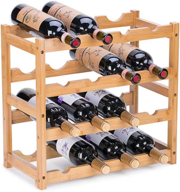 FOSTERSOURCE Bamboo Wine Rack Modern Design Countertop-0