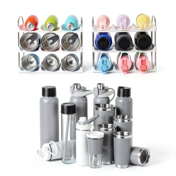 LANDNEOO White 3‑Tier Water Bottle Rack ABS Design-2