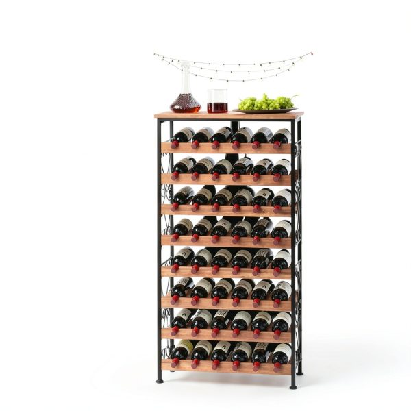 Sonyabecca Wine Rack Freestanding Iron Wood Farmhouse Style-4
