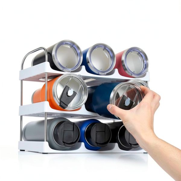 LANDNEOO White 3‑Tier Water Bottle Rack ABS Design-3