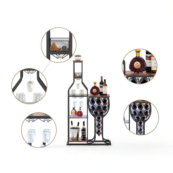 HavenlyYouth Freestanding Wine Rack Antique Brown-4