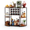JKsmart Rustic Brown Wine Bar Cabinet LED Lights Storage-5