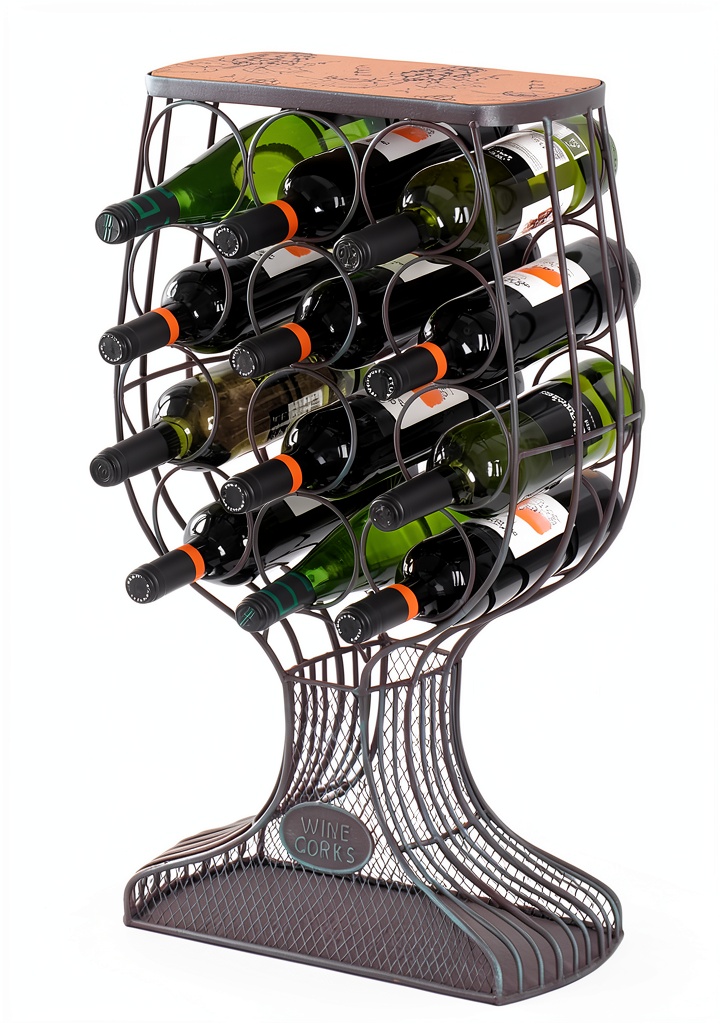 Installing Vintiquewise Bronze Wine Rack Vintage Style 12 Bottle Holder on a wooden desk
