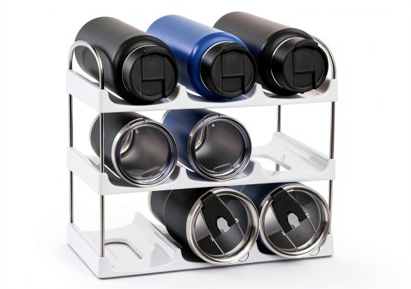 LANDNEOO White 3‑Tier Water Bottle Rack ABS Design-8