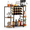 JKsmart Rustic Brown Wine Bar Cabinet LED Lights Storage-2