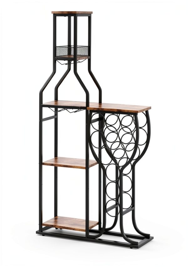 HavenlyYouth Freestanding Wine Rack Antique Brown-2