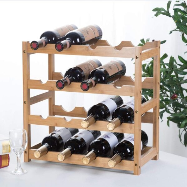 FOSTERSOURCE Bamboo Wine Rack Modern Design Countertop-4