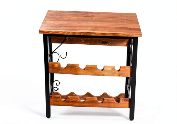 Sonyabecca Wine Rack Freestanding Iron Wood Farmhouse Style-7