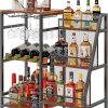 Hayexiha 3-Tier Wine Rack Black MDF Bar Stand-6
