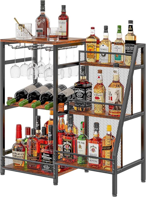 Hayexiha 3-Tier Wine Rack Black MDF Bar Stand-6