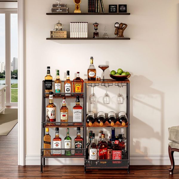 Hayexiha 3-Tier Wine Rack Black MDF Bar Stand-0