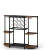 JKsmart Rustic Brown Wine Bar Cabinet LED Lights Storage-3