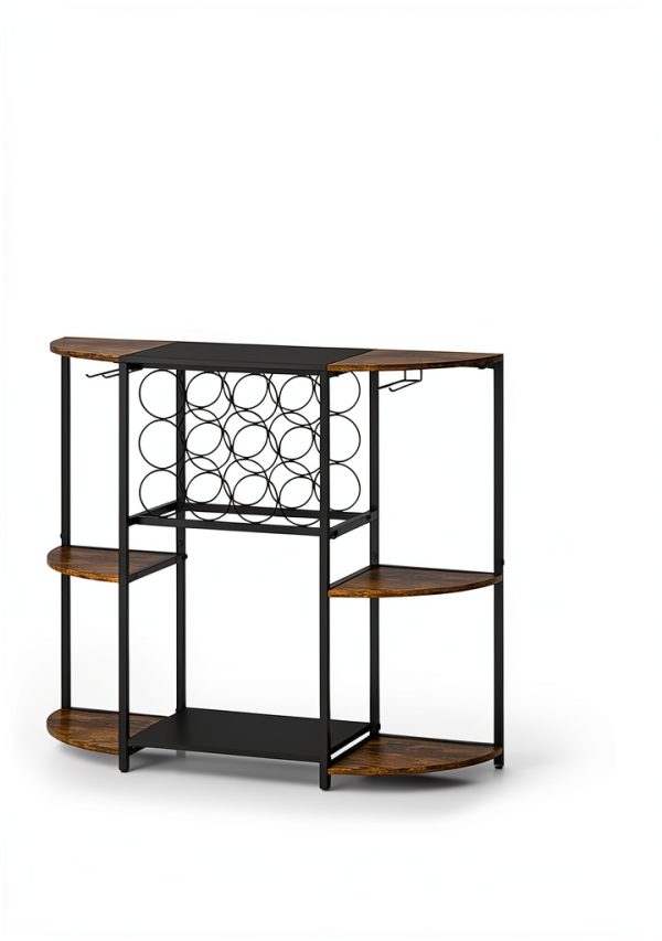 JKsmart Rustic Brown Wine Bar Cabinet LED Lights Storage-3