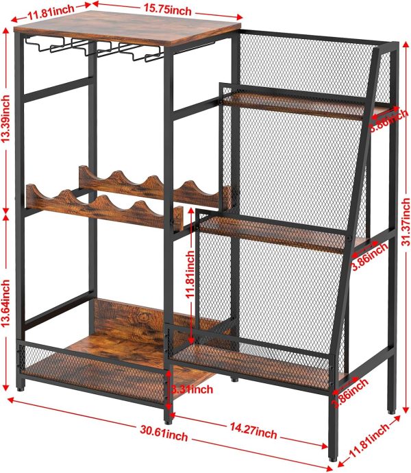 Hayexiha 3-Tier Wine Rack Black MDF Bar Stand-5