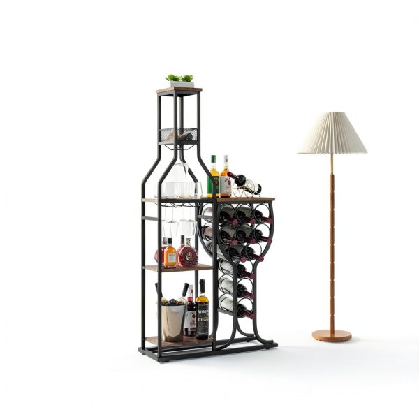 HavenlyYouth Freestanding Wine Rack Antique Brown-7
