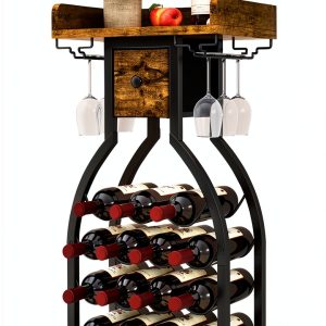 Wine Rack IBUYKE Classic Freestanding Wood Metal-0