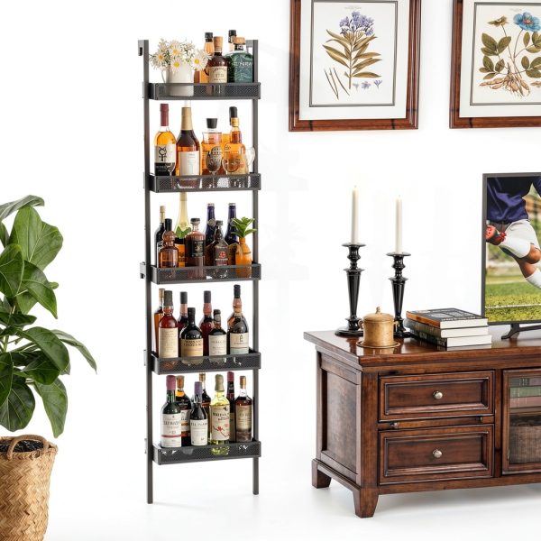 Tall Wine Rack Hencawima Black Matte Freestanding-3