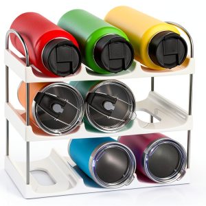 LANDNEOO White 3‑Tier Water Bottle Rack ABS Design-0