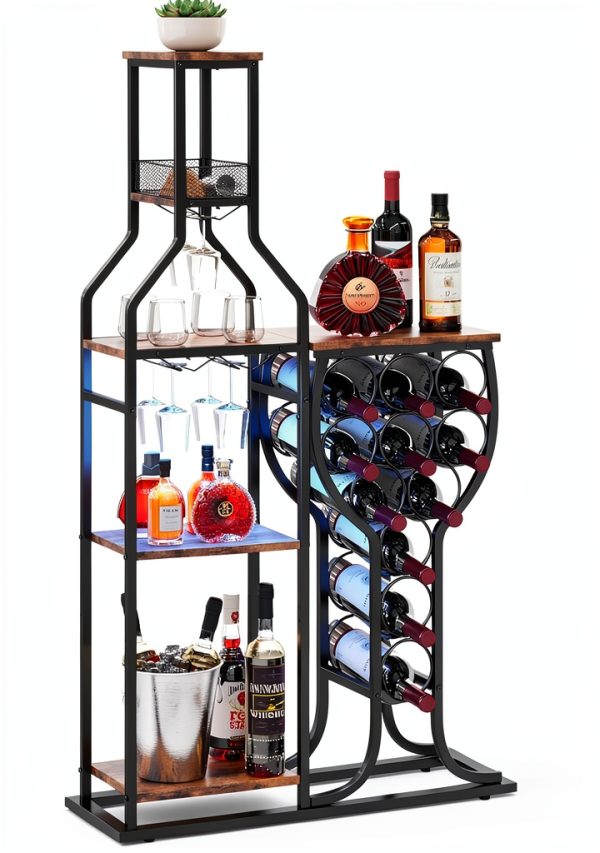 HavenlyYouth Freestanding Wine Rack Antique Brown-0