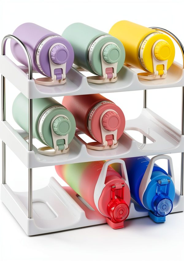 LANDNEOO White 3‑Tier Water Bottle Rack ABS Design-7