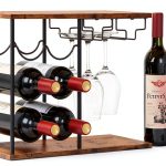 LIANTRAL Wine Rack Brown Black Rustic Style 6 Bottles-0