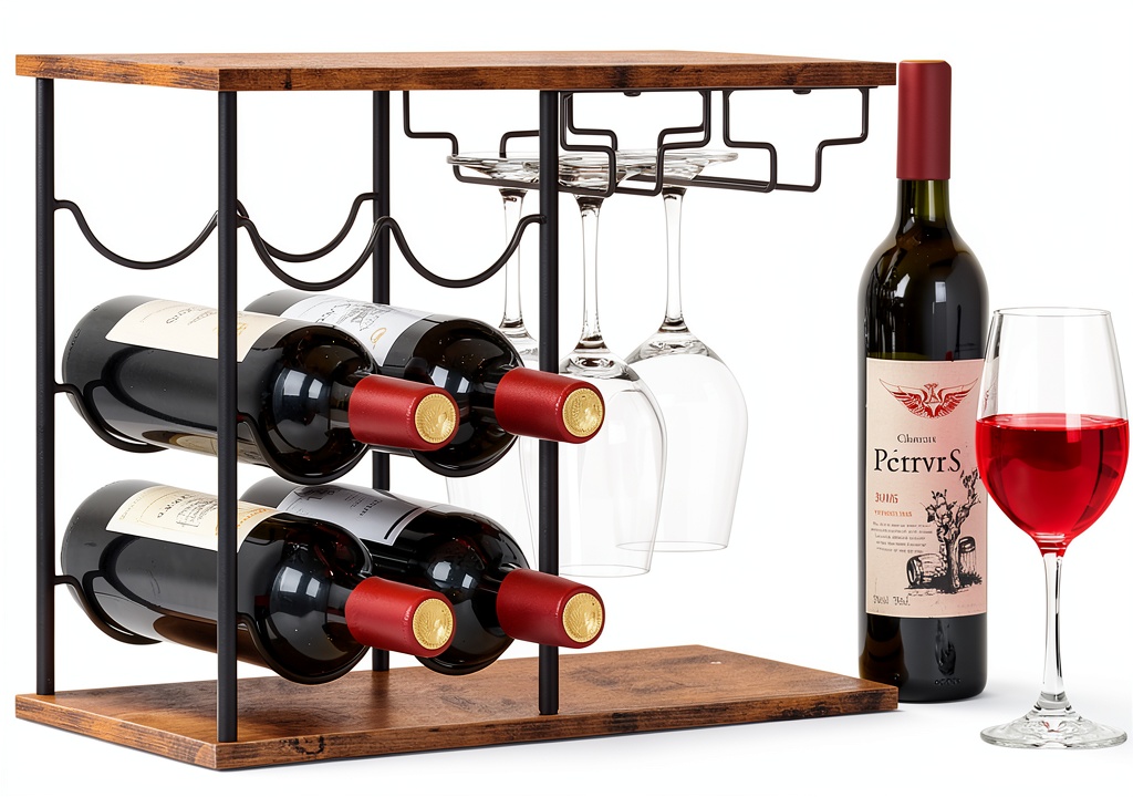 LIANTRAL wine rack displaying bottles and glasses in a kitchen setting