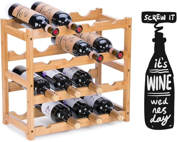 FOSTERSOURCE Bamboo Wine Rack Modern Design Countertop-5