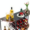 JKsmart Rustic Brown Wine Bar Cabinet LED Lights Storage-6
