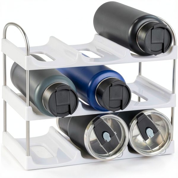 LANDNEOO White 3‑Tier Water Bottle Rack ABS Design-6