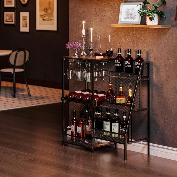 Hayexiha 3-Tier Wine Rack Black MDF Bar Stand-4
