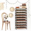 Sonyabecca Wine Rack Freestanding Iron Wood Farmhouse Style-6