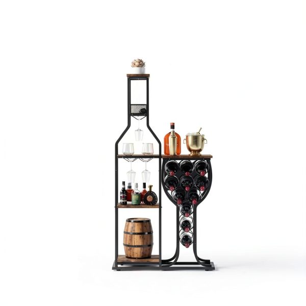 HavenlyYouth Freestanding Wine Rack Antique Brown-6