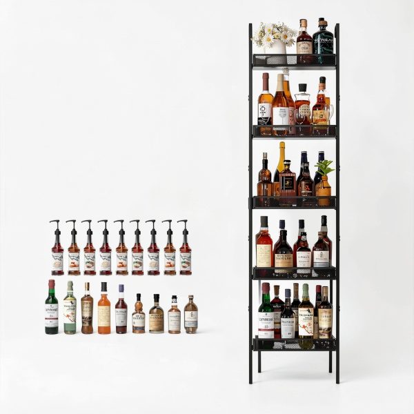 Tall Wine Rack Hencawima Black Matte Freestanding-1