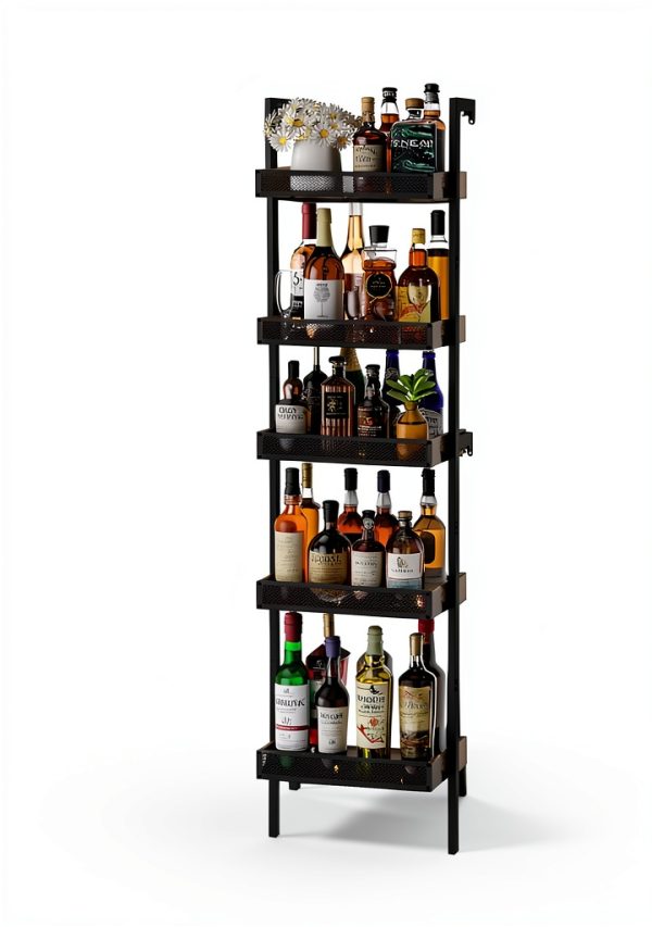 Tall Wine Rack Hencawima Black Matte Freestanding-5