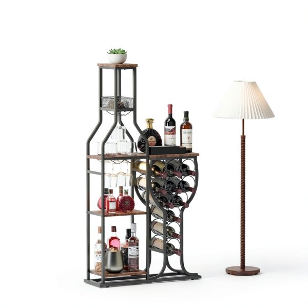 HavenlyYouth Freestanding Wine Rack Antique Brown-5