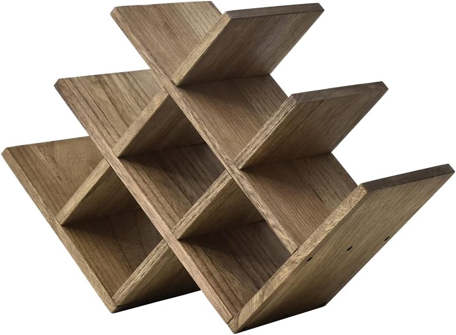Installing KIRIGEN Wooden Wine Rack 8 Bottle Dark Brown Modern Design on a kitchen countertop