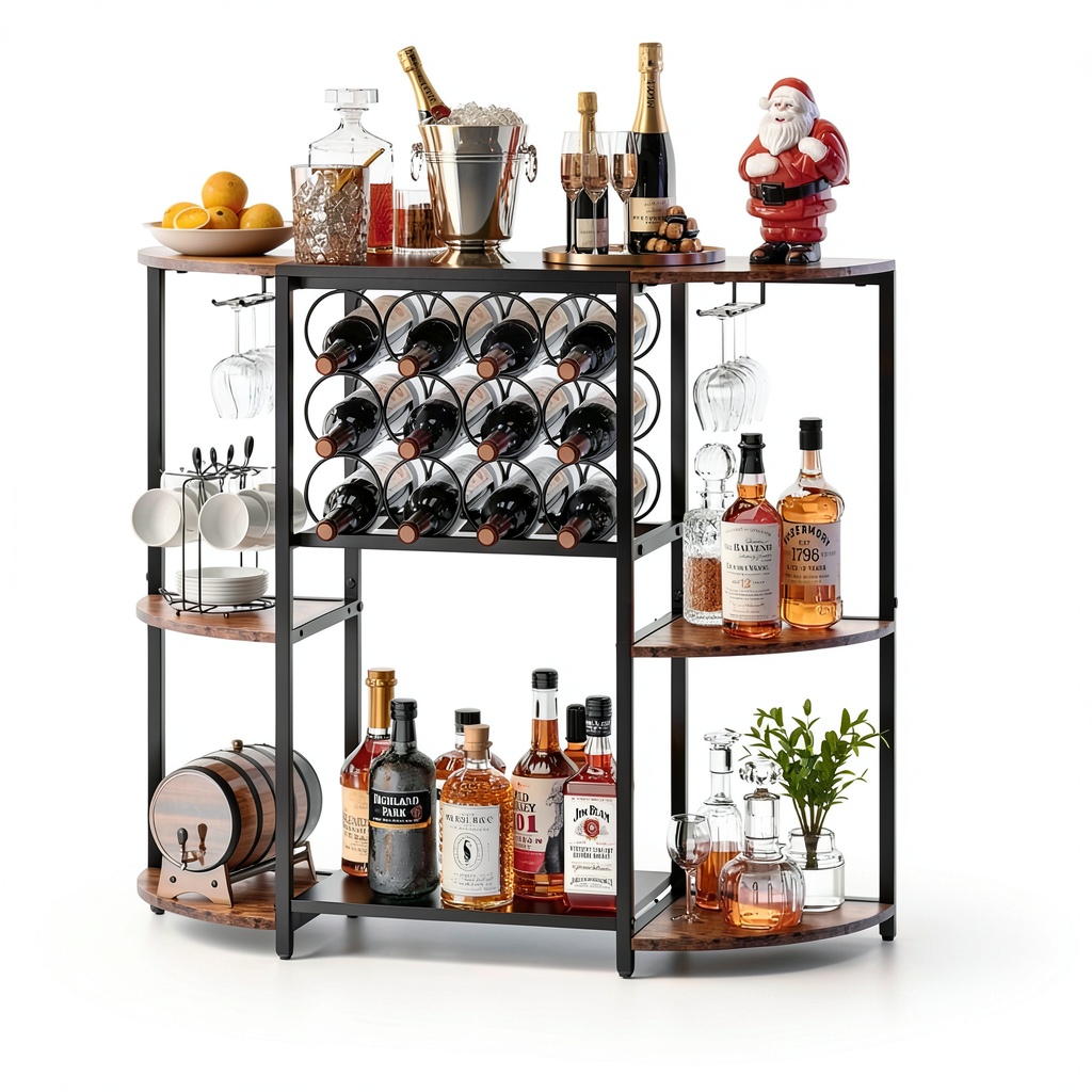 JKsmart Wine Bar Cabinet in a cozy home setting
