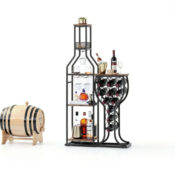 HavenlyYouth Freestanding Wine Rack Antique Brown-1