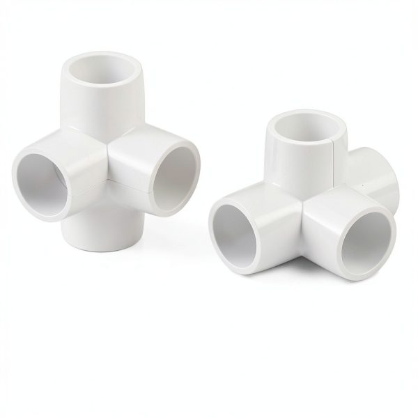 PVC Barbed Elbow Fitting QWORK 1/2 Inch 4‑Way Pack of Eight SCH40-5