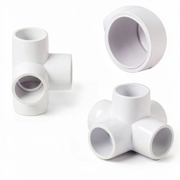PVC Barbed Elbow Fitting QWORK 1/2 Inch 4‑Way Pack of Eight SCH40-3