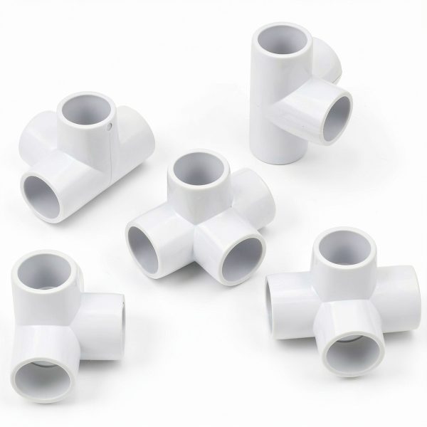 PVC Barbed Elbow Fitting QWORK 1/2 Inch 4‑Way Pack of Eight SCH40-1