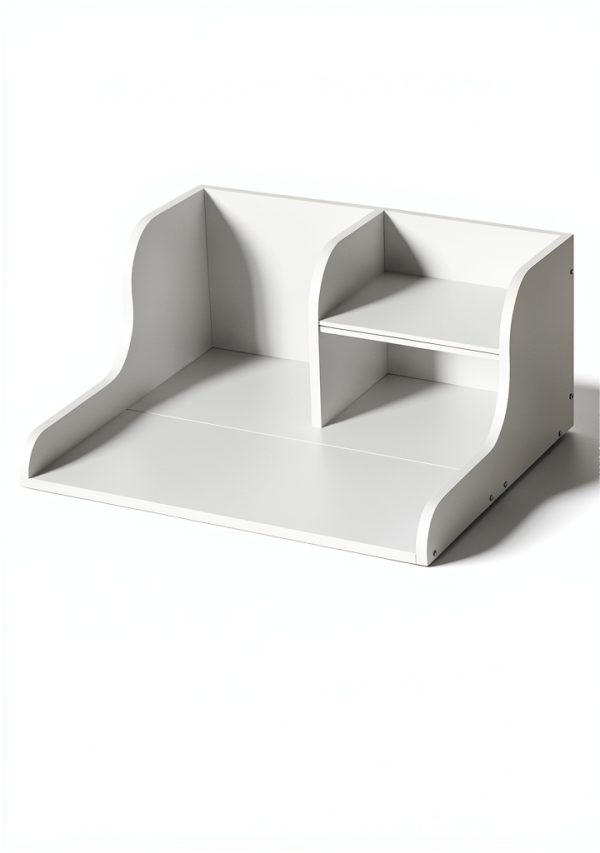 DTK Washer Dryer Countertop with Shelf Single White Wood Design-2